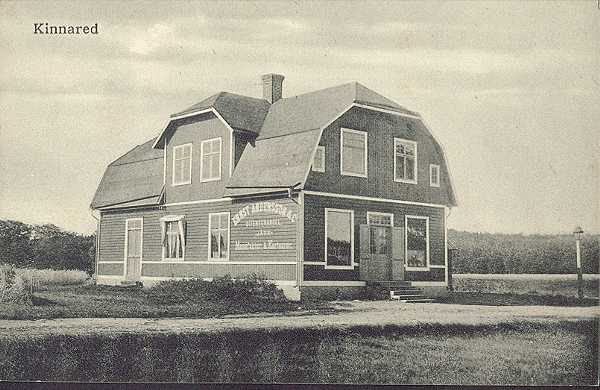 Historiskt vykort från omkring 1920: Ernst Andersson & Co, Kinnared